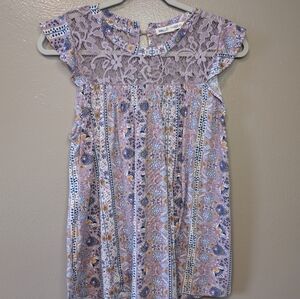 Wallflower Lace Detail Blouse - Lavender and Cream